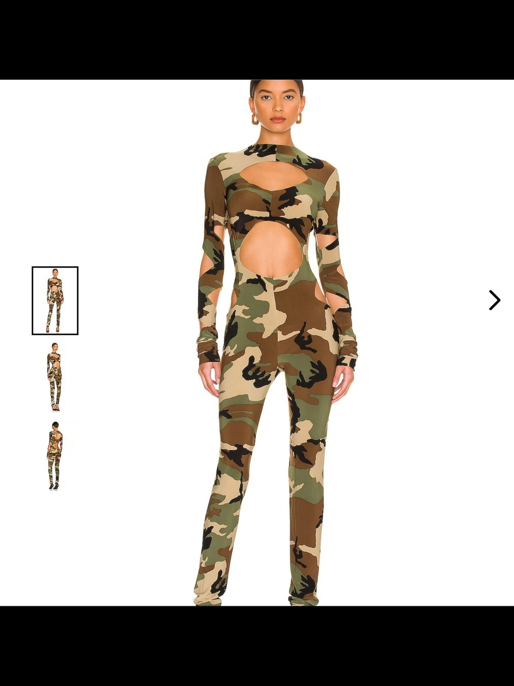 Norma Kamali Camouflage Cutout Jumpsuit - Green, Brown, Tan